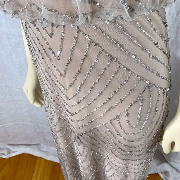 NWT formal sparkly dress evening beaded pink nude dress SZ 4 Adrianna Papell - Picture 12 of 15